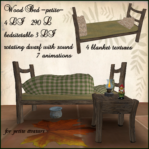 petite_autumn bed, with dwarf on bedside table