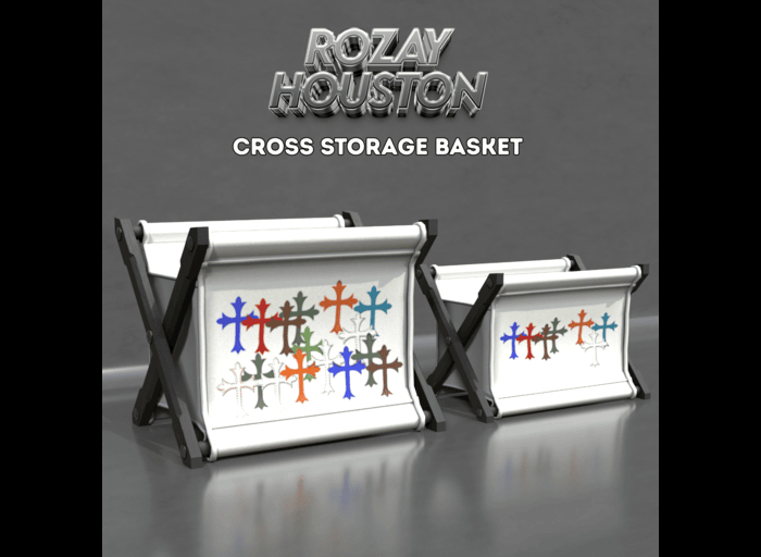 RozayHouston-Cross Storage Basket (White)
