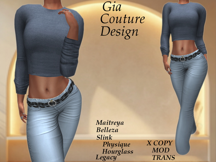 "GCD" Aspen Wool Crop Tops Blue