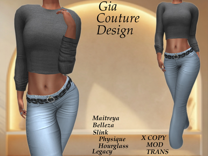 "GCD" Aspen Wool Crop Tops Gray
