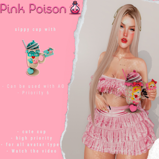 Pink Poison - sippy cup with 6
