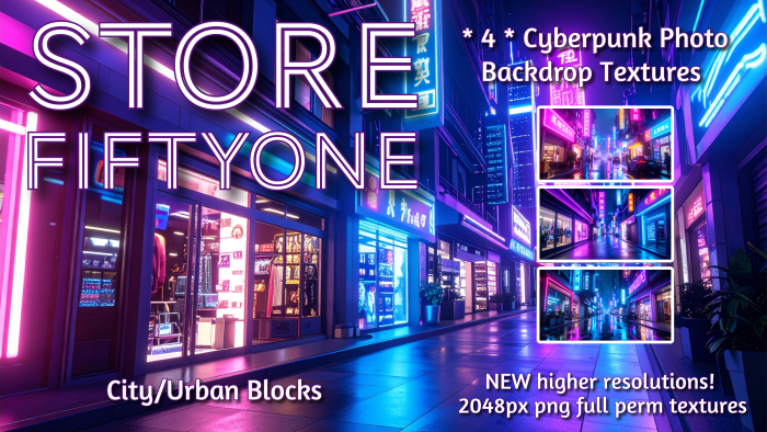* FOUR * Cyberpunk City Urban Blocks Photo Studio Backdrop Textures - 2K Rez! - Store FiftyOne