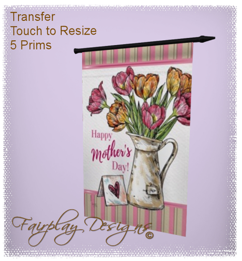~R~Mother's Day Garden Yard Flag Windblown