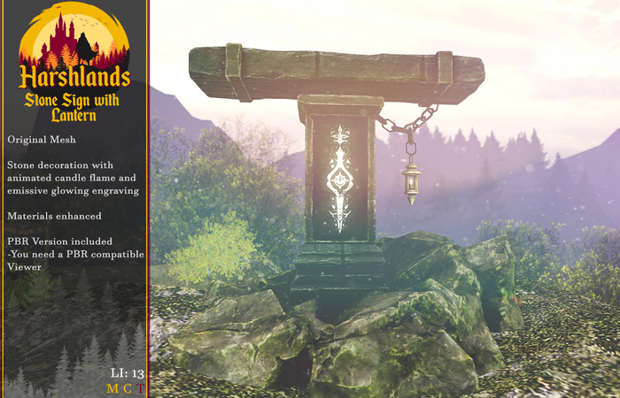 [Harshlands] Stone Sign With Lantern