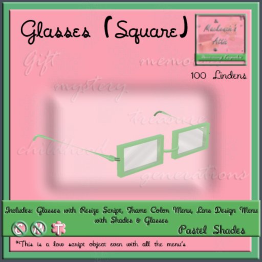 [M.A.] Square Pastel Glasses [Boxed]