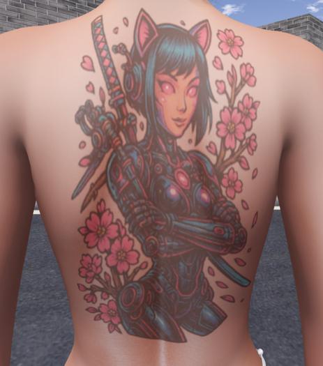 Cyberpunk Catgirl Tattoo (Back)