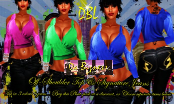 *Da Bizness Lady* Off-Shoulder Top & Jeans Fat Pack