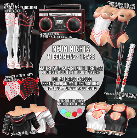 AsteroidBox. Neon Thigh Boots - Maitreya RARE