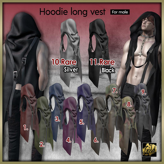 10. legacy [Gild]Hoodie long vest_silver RARE