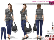 Full Perm Zip Pockets Rolled Legs Denim Pants For Legacy Maitreya 5.3 LaraX Slink Belleza Tonic Ocacin Ebody Reborn