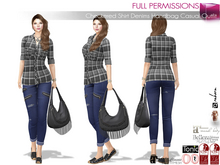 FullPerm SAVE! 3in1 Checkered Shirt Denims Handbag Casual Outfit Legacy Maitreya 5.3 LaraX Slink Belleza Ebody Reborn
