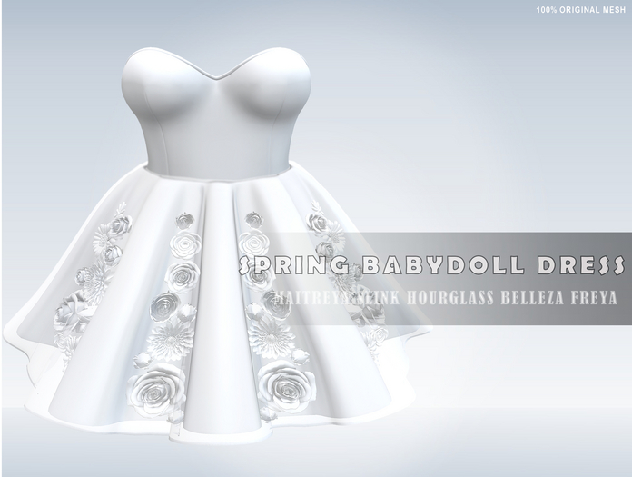 iS Spring BabyDoll Dress Flowered WHITE