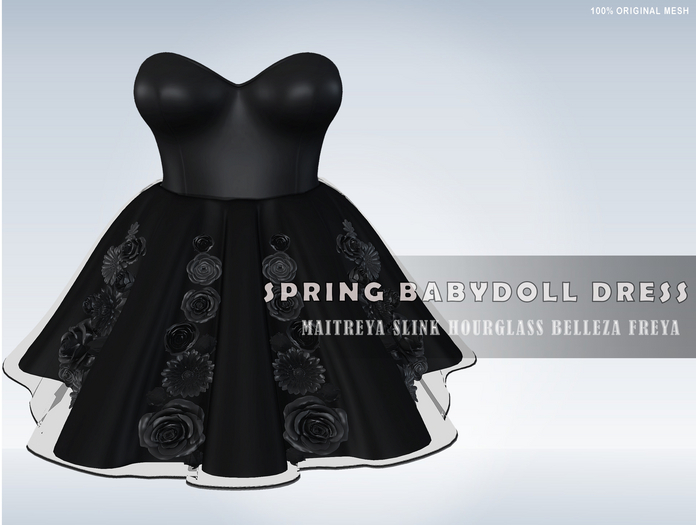 iS Spring BabyDoll Dress Flowered BLACK