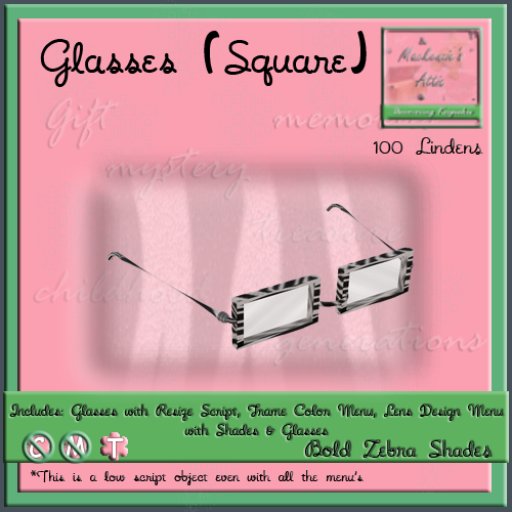 [M.A.] Square Bold Zebra Glasses [Boxed]