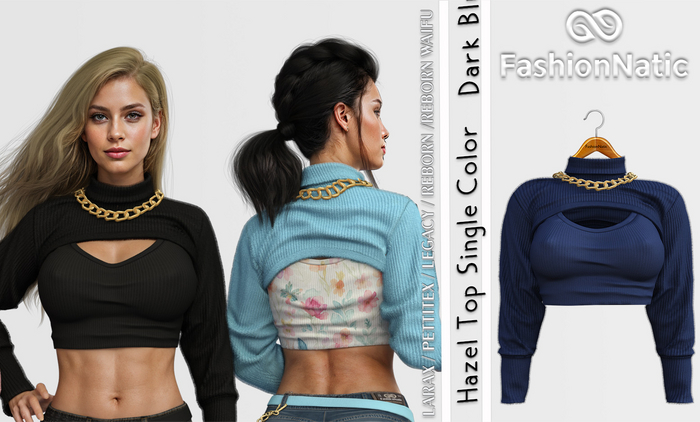 Top Hazel  Dark Blue  - Reborn, Waifu, Legacy, LaraX, PetiteX - FashionNatic
