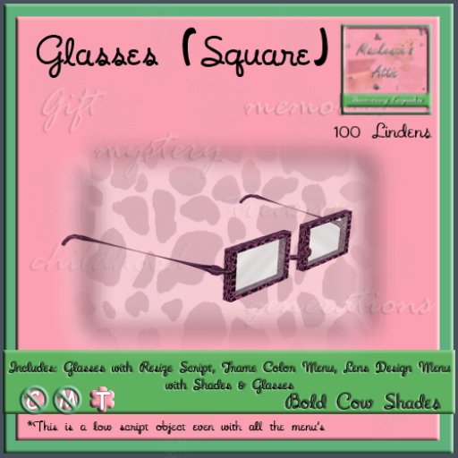 [M.A.] Square Bold Cow Glasses [Boxed]