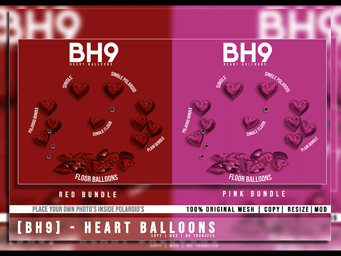 [BH9] - Heart Balloons Red Bundle
