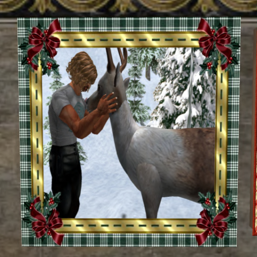 Christmas Photo Frame - Green Plaid with Ribbons (rotating)