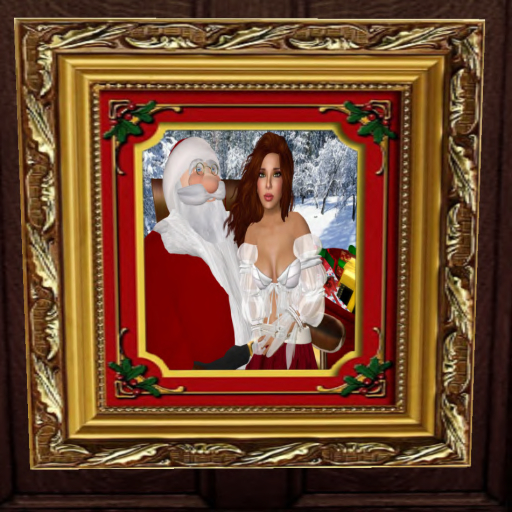 Christmas Photo Frame Gold - Red with Green Holly Mat (rotating)