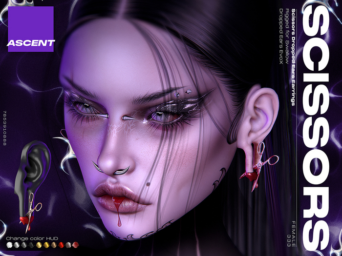 ASCENT - Scissors Earrings F (Swallow Dropped Ears)