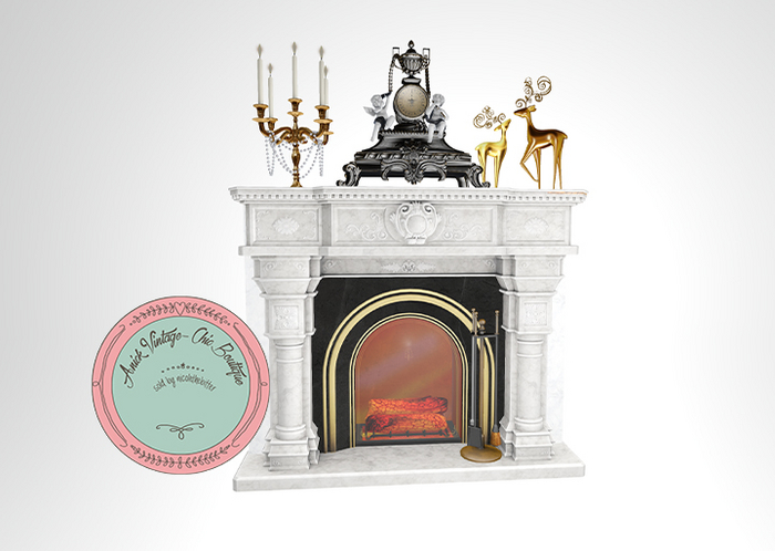 2. rojo - Merry Christmas - Fireplace Decorated 15 Li RARE