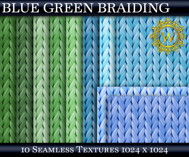 Blue Green Braiding Fabrics 10 Seamless Textures