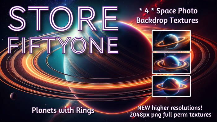 * 4 * Space - Planets with Rings Photo Studio Backdrop Textures - 2K Rez! - Store FiftyOne