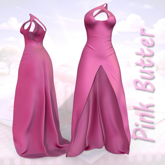 Peach High Slit Gown