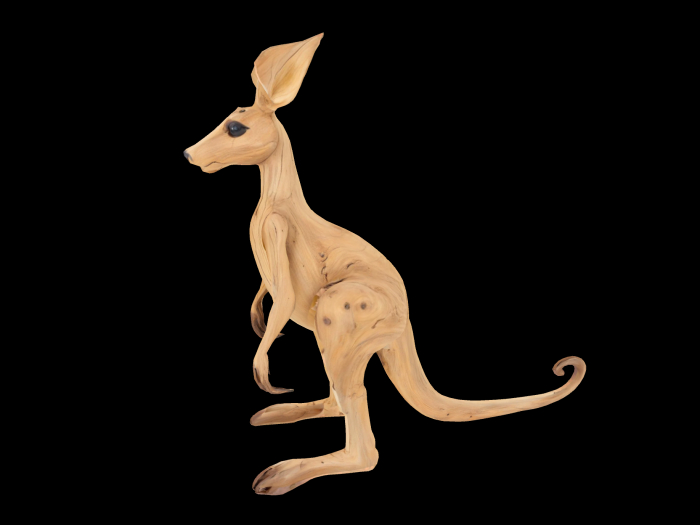 HB: Wood Kangaroo Statue FuLL PERM