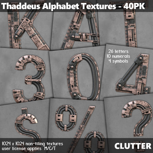 Clutter - Thaddeus Alphabet Textures - 40PK