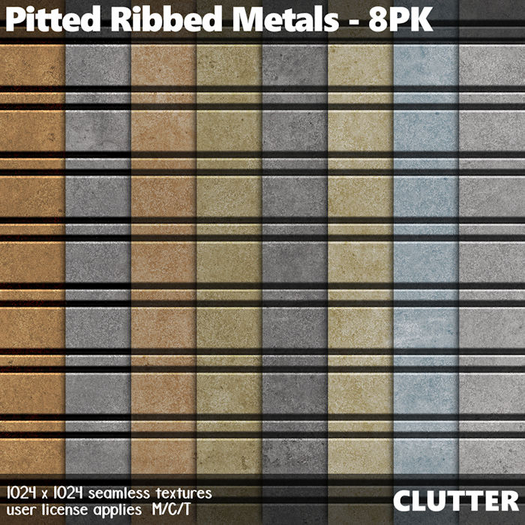 Clutter - Pitted Ribbed Metals - 8PK