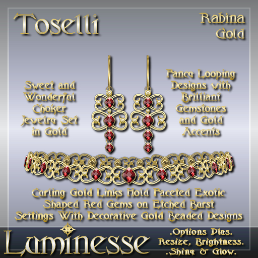 TOSELLI Rabina Choker & Earrings Set OP - Red Gold