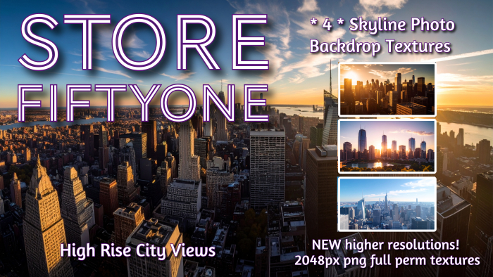 * 4 * City Views - Skylines Photo Backdrop Textures - 2K Rez! - Store FiftyOne