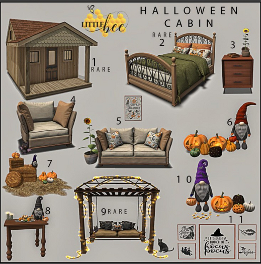 01 Little Bee Halloween Cabin RARE
