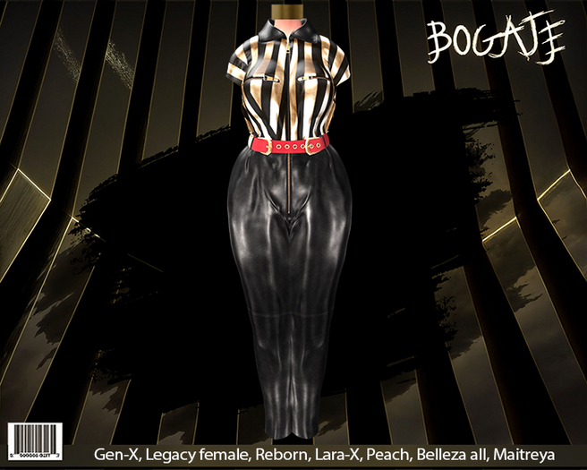 BOGATE _ Elegant BodySuit_Gold Line Black