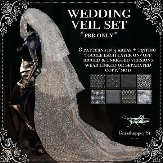 Grasshopper St Wedding Veil Set
