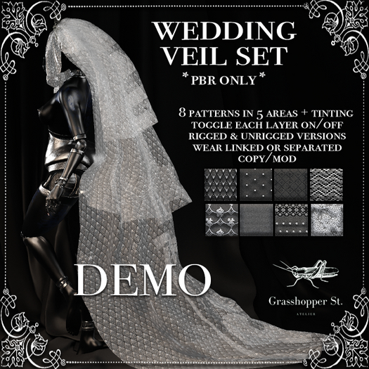Grasshopper St Wedding Veil Set DEMO