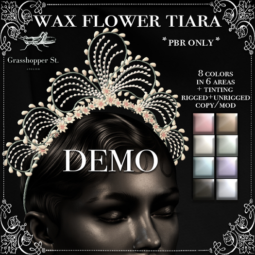 Grasshopper St Wax Flower Tiara DEMO