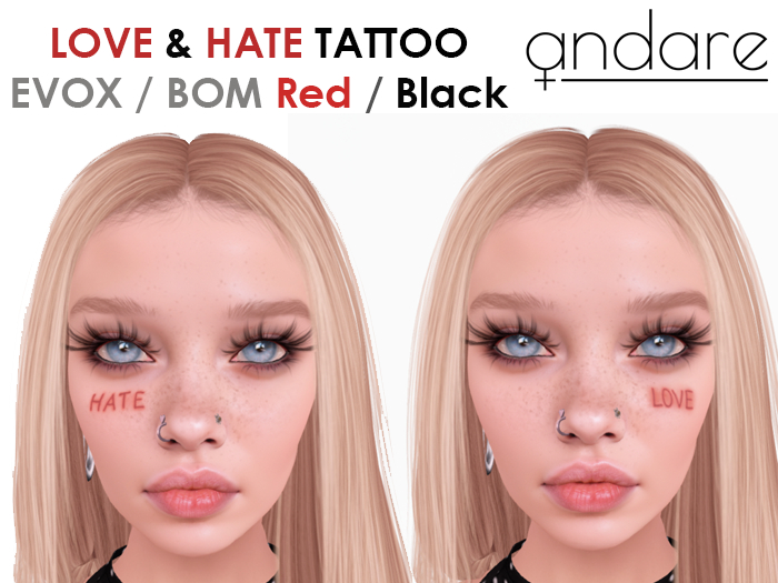 Andare - Love&Hate Face Tattoo V1 EVOX PACK