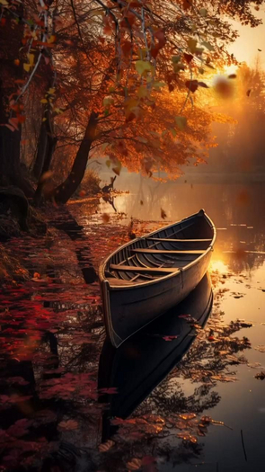 Lake Boat Scene Wallpaper Texture