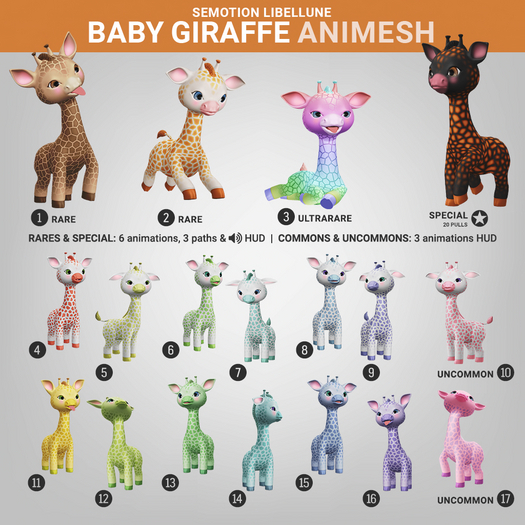 SEmotion Libellune Baby Giraffe Animesh #1 RARE 