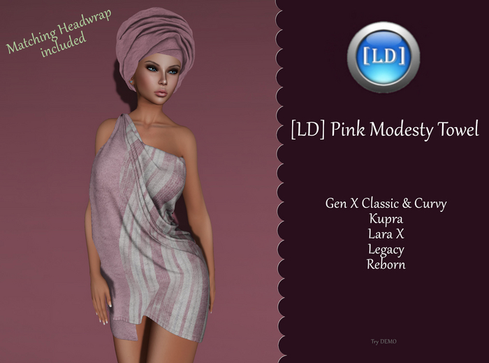 [LD] Pink Modesty Towel w Matching Headwrap