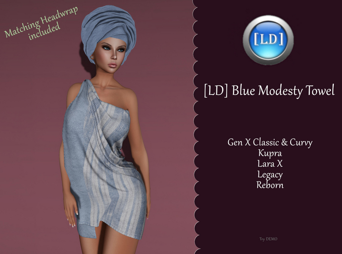 [LD] Blue Modesty Towel w Matching Headwrap