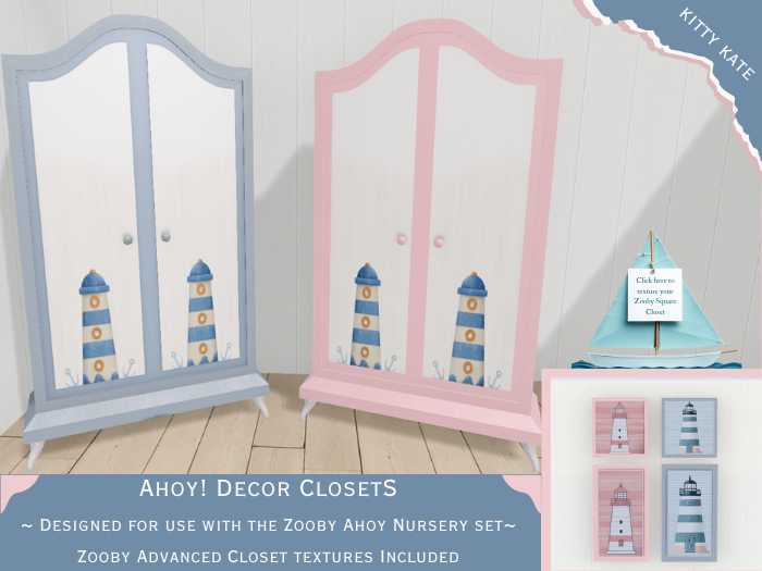 {KK} Ahoy! Nautical Decor Closet Set - Includes Texture huds for the Advanced Zooby Closets