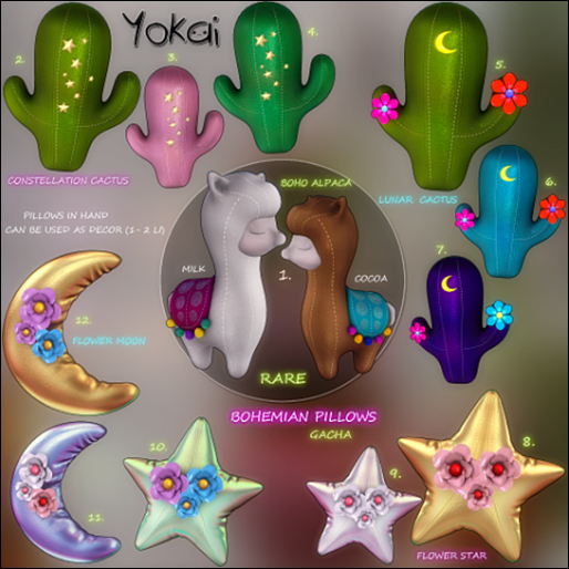 5.YOKAI - Bohemian pillows - lunar cactus (moss)