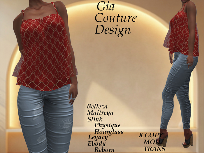 "GCD" Priya Spaghetti Strap Top Red