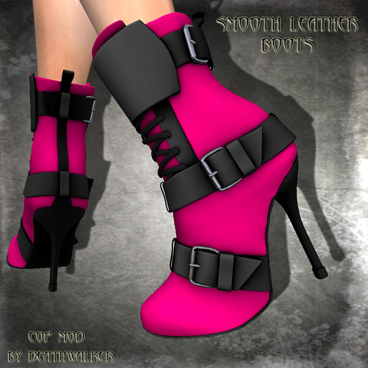 ::Deathwalker:: Smooth Leather Boots Pink