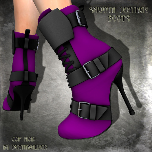 ::Deathwalker:: Smooth Leather Boots Purple