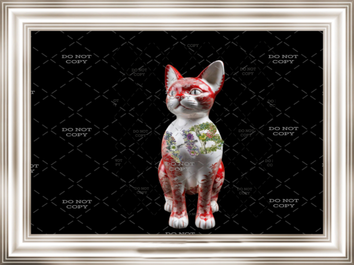 HB: Red White Chinoiserie Cat FuLL PERM