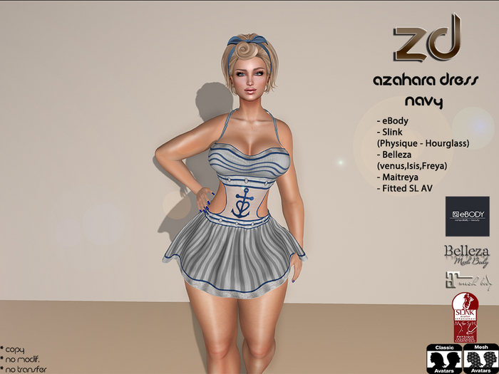 *ZD* Azahara Dress (Navy)